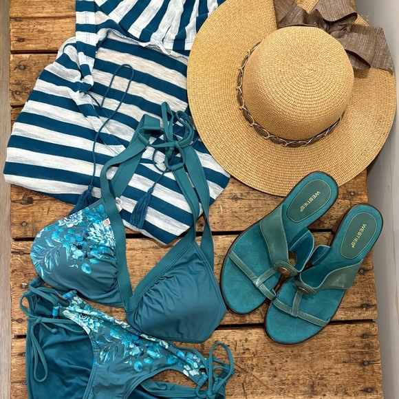 La Vie En Rose Blue Triangle Bikini Set - Picture 2 of 5